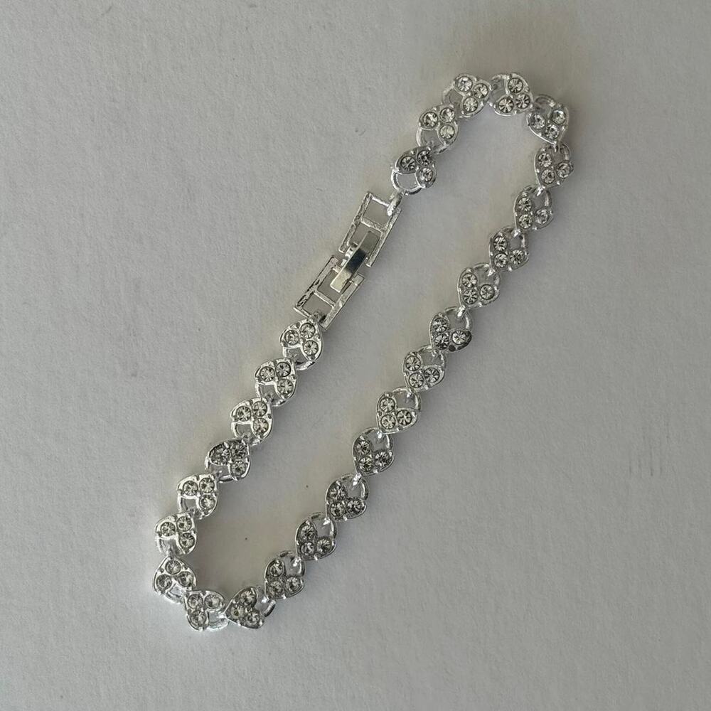 y2k essential silver jewel heart chain bracelet - Picture 3 of 7